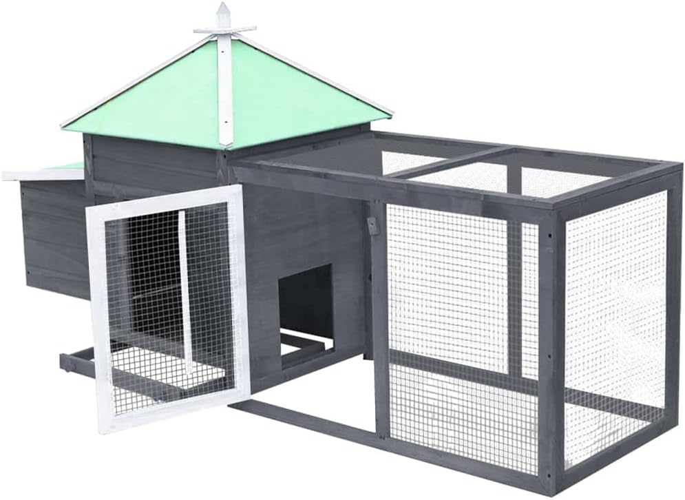 Chicken Coop with Nest Box,Duck Coop,Garden Animal Cage,House Pet Cage,Small Animal Cage,Rabbit Hutch,Small Animal Habitats,Shed Kit,Rabbit Cage Indoor,for Chicks,Bunnies,Guinea Pigs, Gray