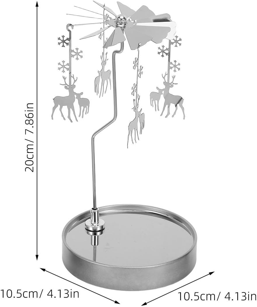 Stainless Steel Rotating Tea Light Holder with Tray, Xmas Decor image 2