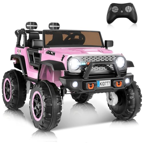 Hikole 24V 4WD/2WD Electric Kids Car with 4x4 Powerful Engine, Remote Control, Spring Suspension, Music, 2 Seater Electr - Detailed View