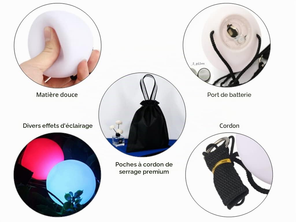 4 Pièces Pro Bolas Lumineuses,Bolasse Lumineuse,LED Poi Balls,Jouet Boule LED De Flux Lumineux,Kit Poi Lumineux avec Sac,pour Danse,Spectacle Lumineux,Rave,Débutants et Professionnels
