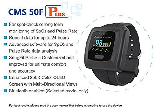 Bluetooth-Enabled 50F Plus Wrist Pulse Oximeter Heart Rate Monitor with Innovo SnugFit Probe (not Compatible with Mac), M430N-WRBK-CTIM-V2, Jet Black - Thumbnail 6
