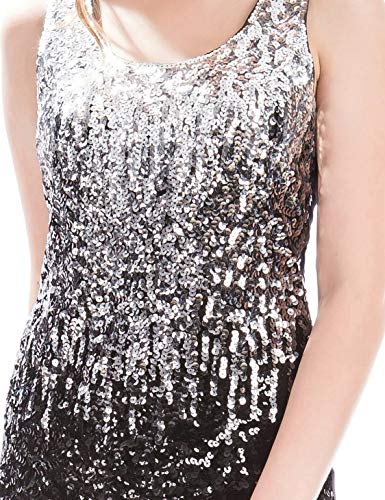 MANER Women's Sequin Tops Sleeveless Glitter Gradient Tank Club Party Vest XS-3XL3