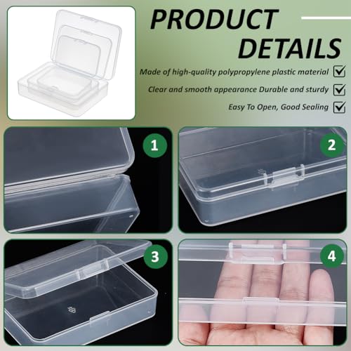 Image of BENECREAT 27 Pack Mixed Size Rectangle Mini Clear Plastic Bead Storage Containers Box Case with lid for Items,Pills,Herbs,Tiny Bead,Jewerlry Findings, and Other Small Items