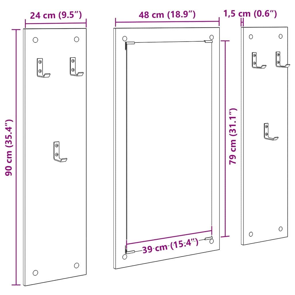 Soporte de pared para mesita de noche, color negro, aspecto de roble, material de madera, 96 x 90 x 1,5 cm, estantería de pared, estante flotante para pared, espacio de almacenamiento estable