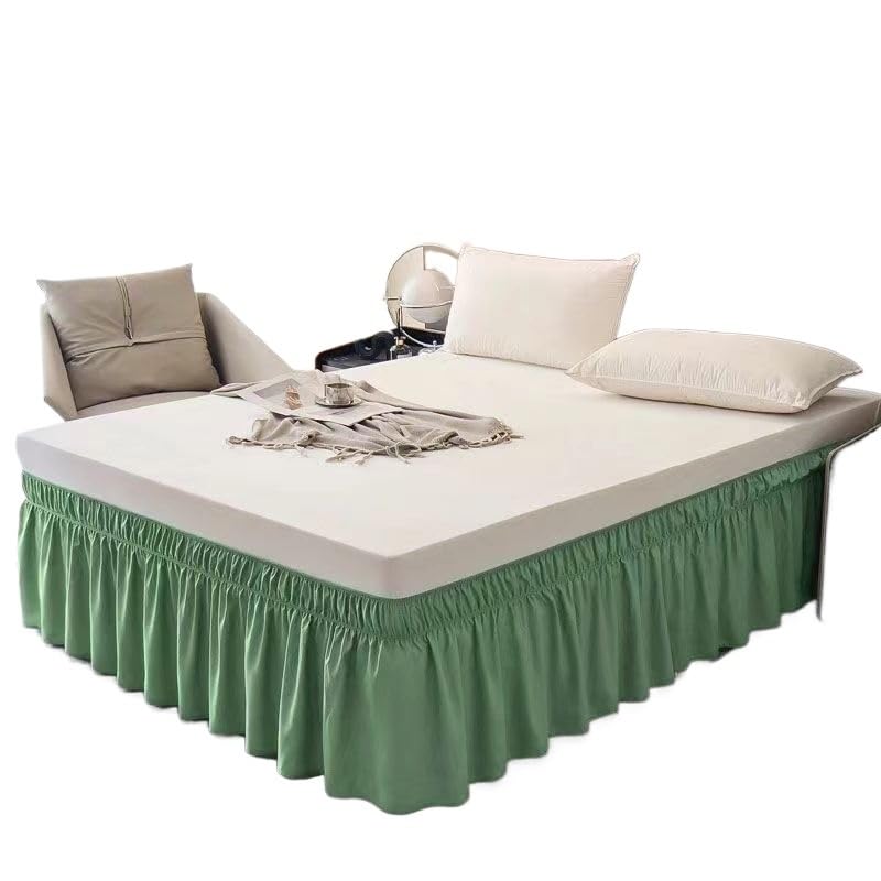 Gonne Per Letto Gonna da letto avvolgente con volant tinta unita con doppio strato di tessuto elastico resistente allo sbiadimento - caduta da 15 pollici(Vanilla,160x200x38cm)