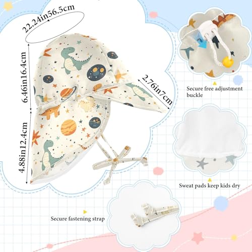 Childish Cartoon Dino Planets Toddlers Beach Hats Baby Boys' Hats Toddler Girl UPF 50 Large Brim Traveling Swim4