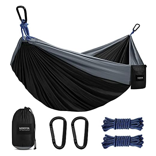 Kootek Camping Hammock Double & Single Portable Tree Hammocks with 2 Hanging Ropes, Lightweight Nylon Parachute Hammocks for Backpacking, Travel, Beach, Backyard, Hiking
