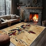 Yoozitrees Native American Rugs 5x7 - Tribal Rug, 3x4 Rug, Southwestern Eagle Wildlife Area Rug, Aztec Rustic Door Mat, Washable & Non Slip & Soft Small Carpet, Tribal Home Decor