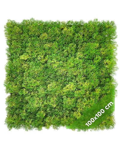 JELLE & JACOB Künstliche Pflanzenwand Mooswand Indoor & Outdoor Greenwall Moos Wand Paneele 100x100 cm grünes Moosbild XXL Pflanzenwand künstlich pflegeleicht & langlebig - für Wohlfühl-Atmosphäre