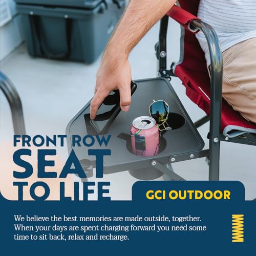 Image of GCI Outdoor Freestyle Rocker XL with Side Table Camping Chair | Portable Folding Rocking Chair with Solid, Durable Armrests, Drink Holder & Comfortable Backrest - Black