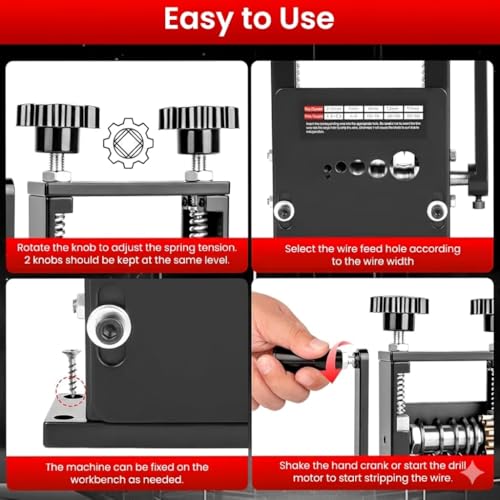 Image of Wire Stripper Machine 6-in-1 Wire Stripping Tool with Hand Crank, 6 Channels & 5 Blades for 0.06 inch-0.65 inch (3-17mm) Scrap Copper Wire Peeler & Recycling (BLACK)