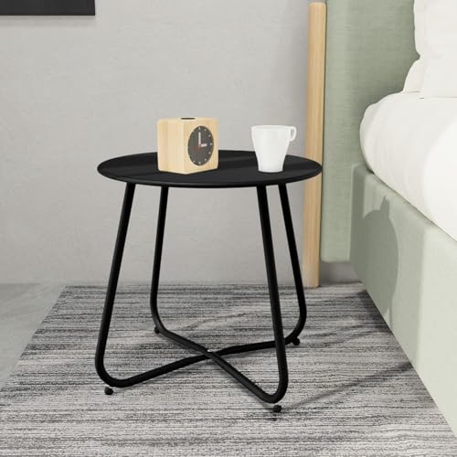 Decksplore Patio Side Table Waterproof Round Metal Steel Weather Resistant Portable Outdoor And Indoor End Table For Garden Balcony Yard thumb #2