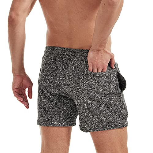 Aimpact Mens Sweat Workout Shorts 5 Inch Inseam Casual Athletic Jogger Short Shorts For Men(Dark Gray L(3Xl) #TOP4