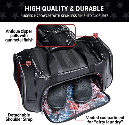 Subtle Patriot Covert Hybrid Duffle Bag – Concealed Carry Duffle Bag / Convertible for Travel, Gym & Work / Collapsible & Water Resistant (Covert Black) 6 Subtle Patriot Covert Hybrid Duffle Bag – Concealed Carry Duffle Bag / Convertible for Travel, Gym & Work / Collapsible & Water Resistant (Covert Black)