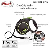 flexi® Black Design L Gurt 5 m schwarz/grün, Roll-Leine für Hunde bis 50 kg