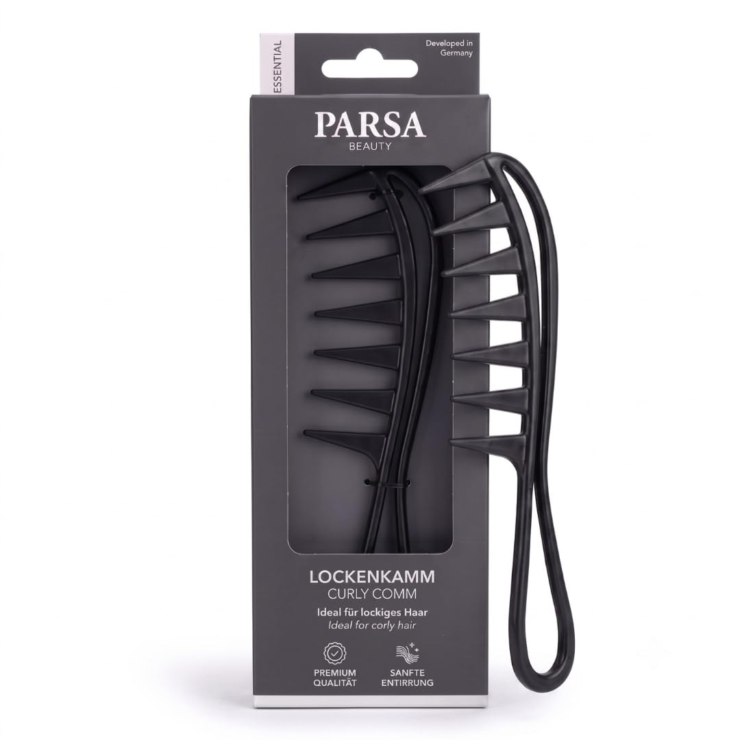 PARSA Beauty Curl Comb for Men & Women - Extra Wide Tooth Ideal for Curls, Waves & Afro Hair, Anti-Static and Gentle on Hair