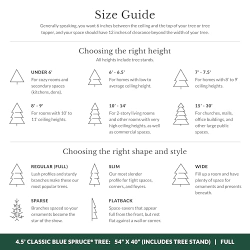 Balsam Hill 4.5ft Pre-Lit Classic Blue Spruce - Artificial Christmas Tree with 886+ Tips, 300 Clear LED Lights, Easy Plug Technology & Premium Stand for Indoor Holiday Decorating