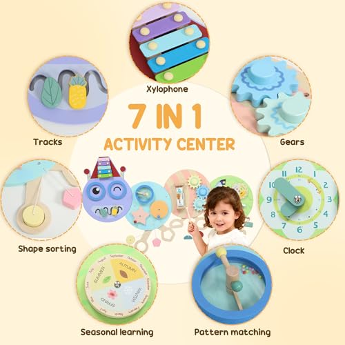 Panneaux muraux sensoriels chenille AIYAPLAY avec 7 activites pour enfant