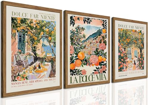 Italy Travel Wall Art Set of 3, Amalfi Coast Wall Decor, Trendy I...