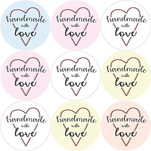 144 Handmade with Love 30mm Stickers Glossy Home Crafting Labels