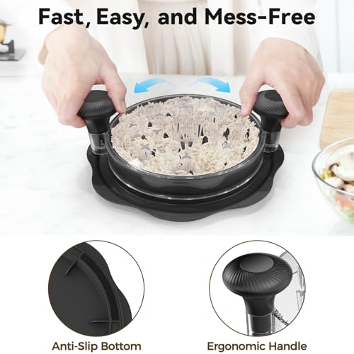 10" Pro Chicken Shredder Tool Twist Large for Kitchen, BPA-Free Food-Safe Meat Grinder, Visible Chicken Breast Meat Shredder with Strong Anti-Slip Bottom & Ergonomic Handle, Black image 5