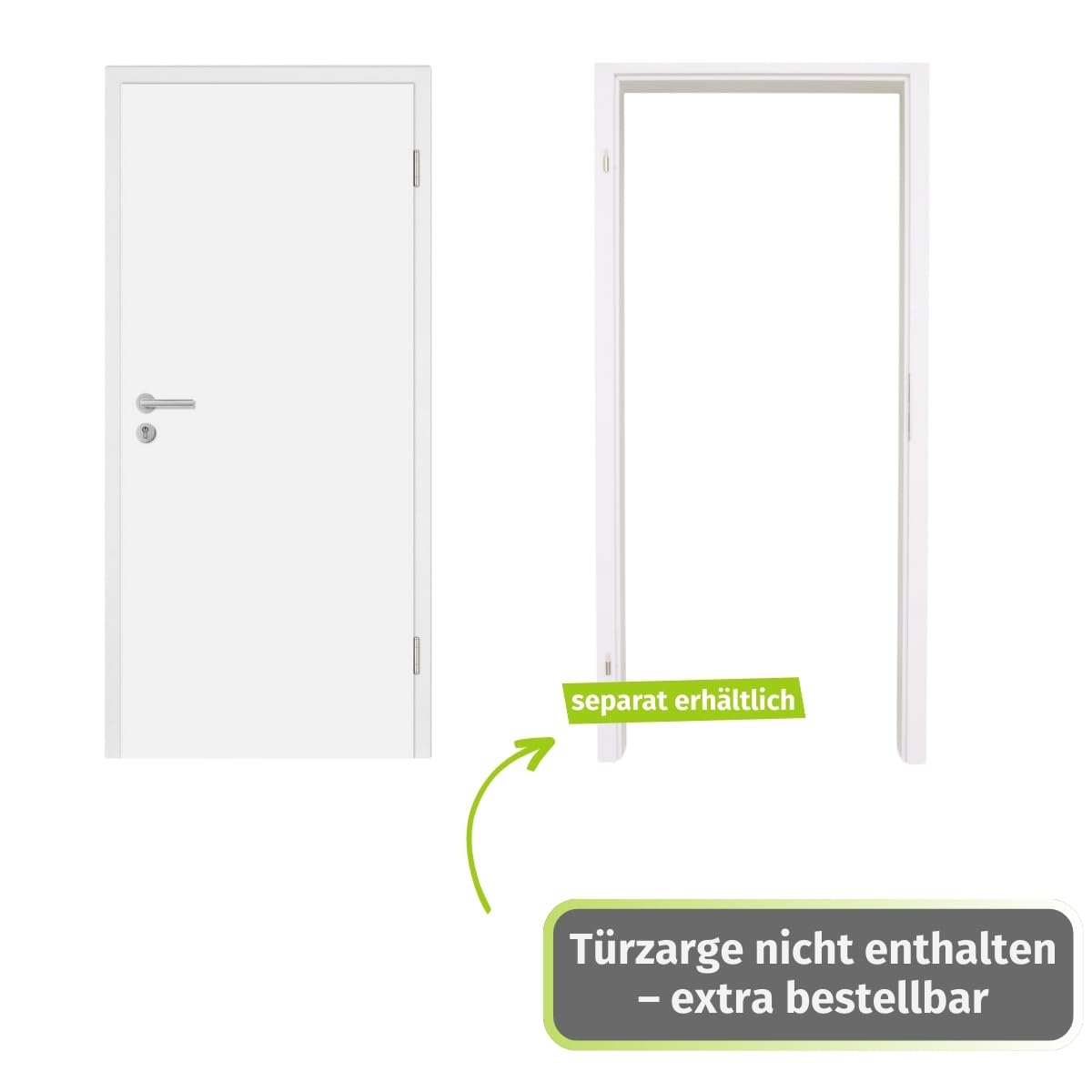 HORI Wohnungseingangstür mit Schallschutz Weiß RAL9016 glatt - DIN A4 links/rechts - massive Vollspan-Mittellage - Designkante & Profilzylinderschloss - ohne Rahmenteile -860 x 2110 x 40MM