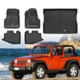 Custom Floor Mats and Cargo Liner for 1997-2006 Jeep Wrangler TJ Accessories All Weather TPE Protection Mat (for 1997-2006 Jeep Wrangler TJ/LJ Set)