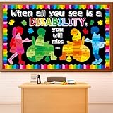 Lonfliness Disability Colorful Puzzle Bulletin Board Decoration Special Education Classroom Decor Autism Awareness Mental Health Paper Cutouts Motivational Positive Inspirational Wall Decor for Back to School Supplies