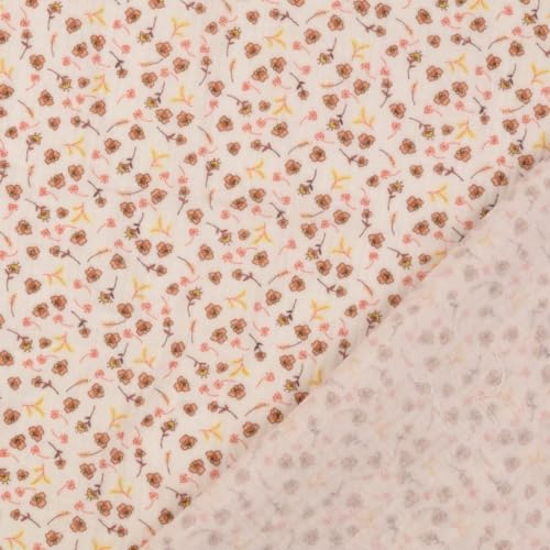 Double gaze coton fleurs saumon 5 m pour coudre pour bébé - 3