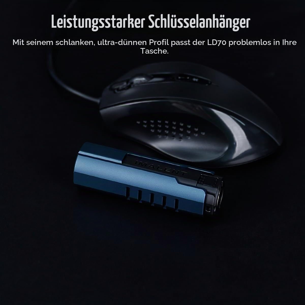 IMALENT LD70 LED Taschenlampe Aufladbar，4000 Lumen Mini LED Taschenlampe Extrem Hell mit 5 Modiund Langer Betriebsdauer，IPX8 Wasserdichte Handlampe für Camping, Wandern, Angeln, Outdoor(Royal Blue)