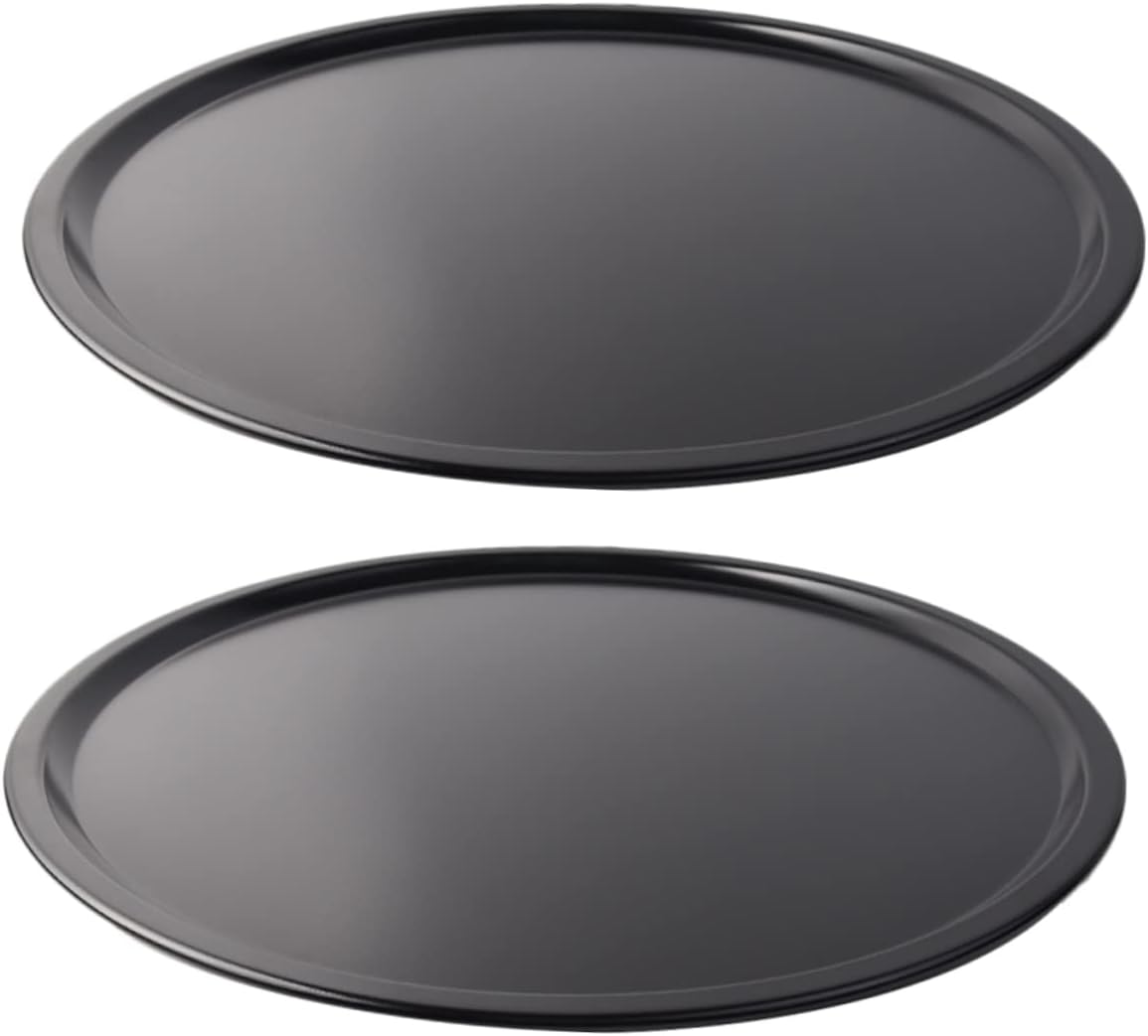 2Pcs Non Stick Pizza Pan Carbon Steel Baking Tray for Oven Round Pizza Pan for Kitchen for Baking Pizza Cookies and Biscuits