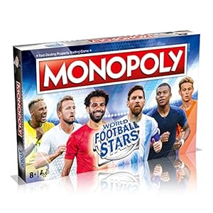 Winning Moves Football Stars Monopoly Board Game, Play with Cristiano Ronaldo, Lionel Messi, Neymar, Harry Kane and Salah, Perfect for The World Cup, Gift and Toy for Boys and Girls Aged 8 Plus