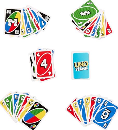 Mattel Games UNO Teams Kartenspiele für Kinder, Erwachsene und Familienabende, Partys und Reisen mit Sonderregeln für das Spielen in Zweierteams, JDM40 – Bild 6