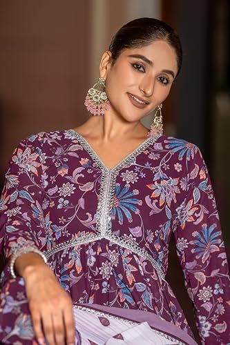 Image of KD Women's Anarkali Floral Printed Kurta Pent Set with Dupatta Anarkali Kurta for Women | Kurta Set | Ethnic Set | Dupatta Set