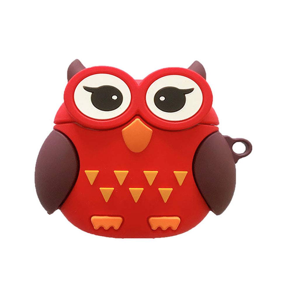 BONTOUJOURCase for AirPods Pro/3, Cute Funny Creative Big Eyes Red Night Owl Earphone Case, Soft Silicone Earphone Charging Case Cover Protective Skin for AirPods Pro/3 +Hook