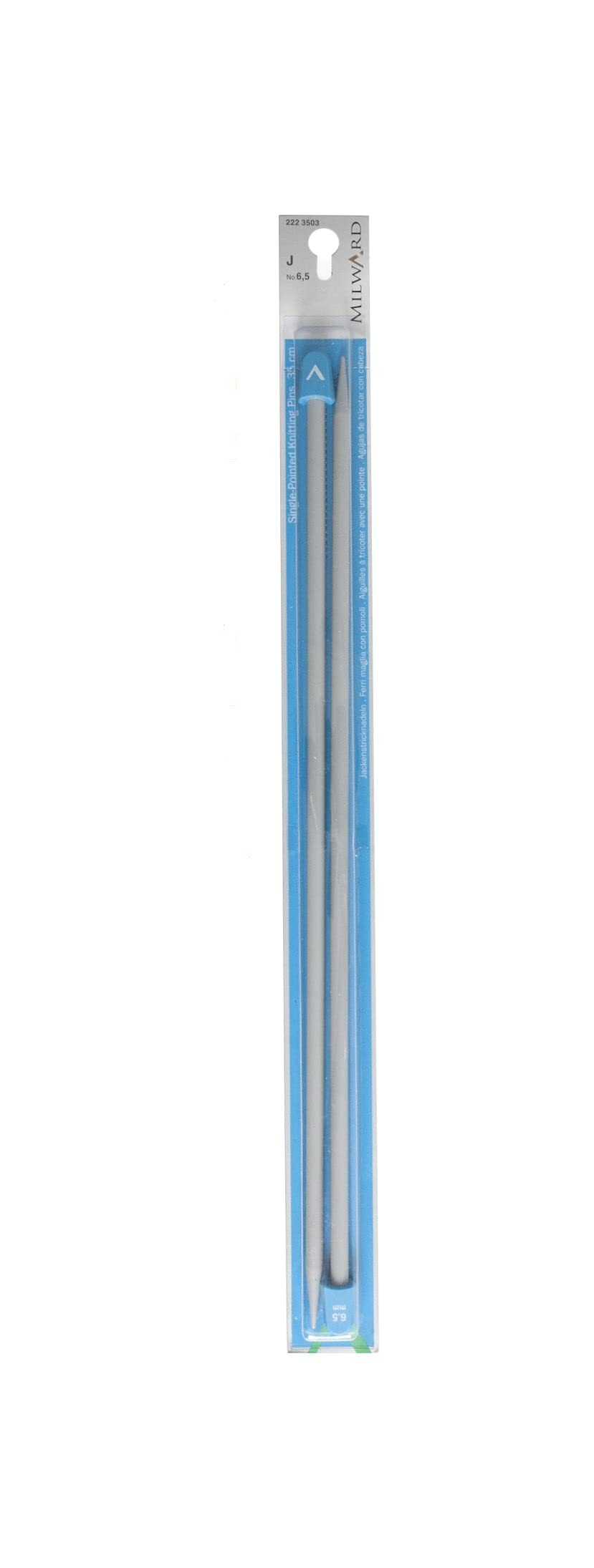 MILWARD 2223503 Single Point Knitting Needles, 35cm, Silver Grey, 6.5mm