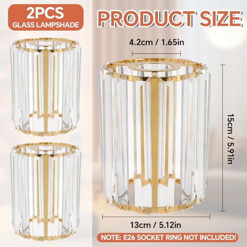 Image of Teenyyou 2 Pcs Crystal Lamp Shade Modern Medium Ceiling Light Cover E26 /e27 Base 1.65 inch Top x 5.1 inch Dia. x 5.9 inch H Chandelier Lampshade Replacement for Dining Room Living Room Wall Sconce Pendant Light