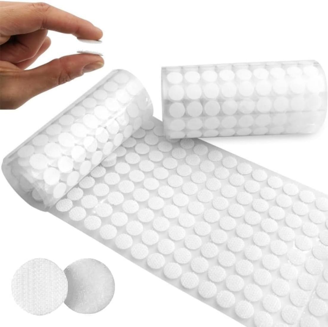 McMola 1008pcs 10mm 2/5" Diameter Sticky Back Coins Hook and Loop Dots, Self Adhesive White Sticky Dots Double Sided, Hook and Loop Tape Double Sided Sticky Pads for Craft Party DIY (504 Each)