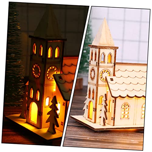 Adornos de iglesia navideña en madera para regalar y decorar escenas festivas 5