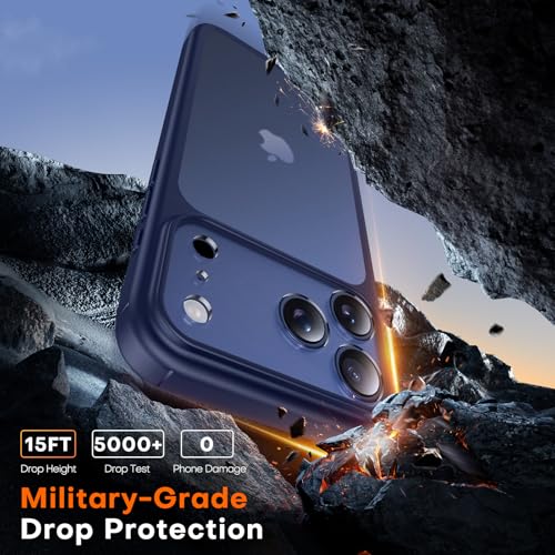Image of TAURI for iPhone 17 Pro Case, with Screen Protector, Matte Blue | Full Camera Protection, Anti-Yellowing Military-Grade Protection Shockproof Slim Phone Case for iPhone 17 Pro