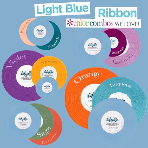 Image of Light Blue Ribbon 1 /4 Inches 36 Yards Satin Roll Perfect for Art Wedding Wreath Baby Shower Packing Birthday DIY Hair Accessories Scrapbooking Wrapping Christmas Projects Sky Color