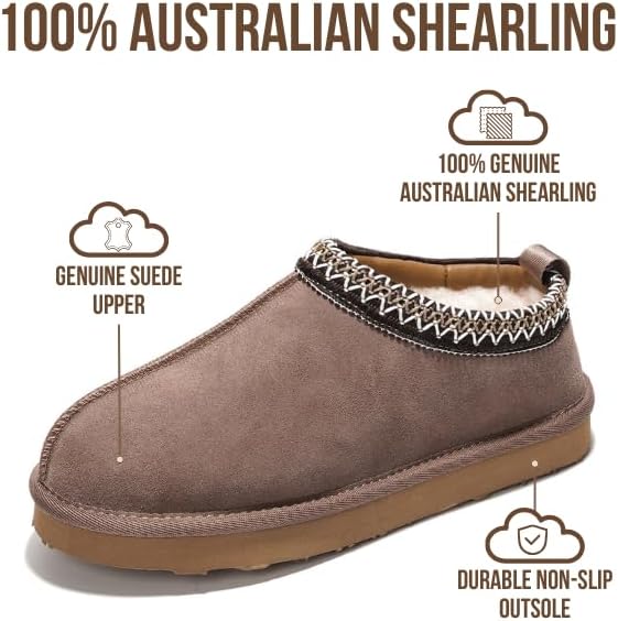 Project Cloud 100% Genuine Leather Womens Slippers with Genuine Australian Shearling Fur Lining Slippers for Women - Non-Slip EVA with Memory Foam Fuzzy Slippers Women Footwear (Nerita) - Image 3