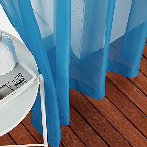 Image of NICETOWN Sheer Curtains for Bedroom Windows, Grommet Living Room Curtain Drapes Voile Textured Soft & Lightweight Window Dressing for Nursery, Turquoise, W54 x L63, 2 Panels