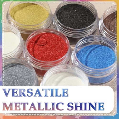 YooNotee Embossing Kit with 8 x 5g Embossing Powders Assorted Colors Clear Detailing Pen Ink Pad Suitable Supplies for DIY Crafts Greeting Cards Making Scrapbooking Wedding Invitations