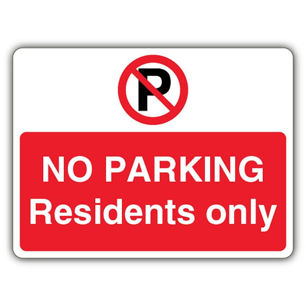 V Safety No Parking Residents Only - Prohibition 'P' - Landscape Safety Sign - 400 x 300 mm - 2mm Rigid Plastic