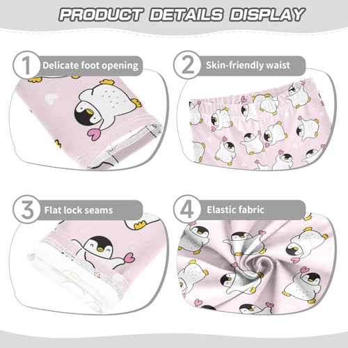 ZZKKO Girls Leggings Cute Cartoon Penguin and Heart Toddler Girls Clothes Leggings for Girls Toddler Girls Leggings 3-4T3