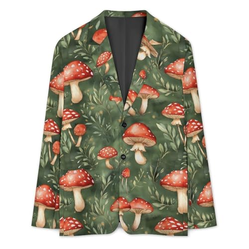 Cute Mushrooms Mens Suit Jacket Lapel Blazers V Neck Button Business Coat Tuxedo for Wedding Party3