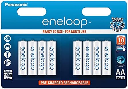 Panasonic eneloop BK-3MCCE/8BE Nickel Metal Hydride AA Batteries, Classic AA 8-Pack
