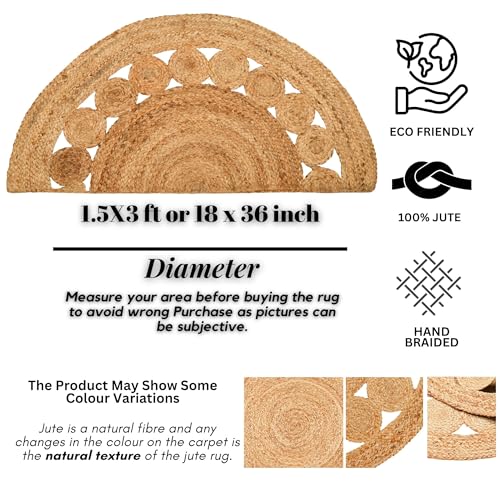 Tapete Boho Trenzado 1.5x3 ft Juta Natural Semicircular miniatura 4