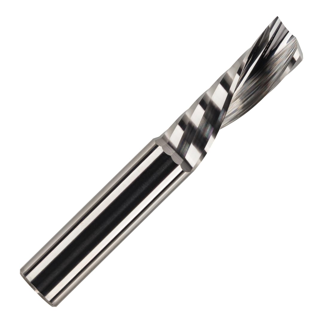 12mm x 32mm Flute x 12mm Shank Solid Carbide Single Flute Down Cut Router Bit – CNC Router Cutter for Wood, MDF, Plywood, Plastic, Aluminium & Composites – Industrial Quality Spiral Bit